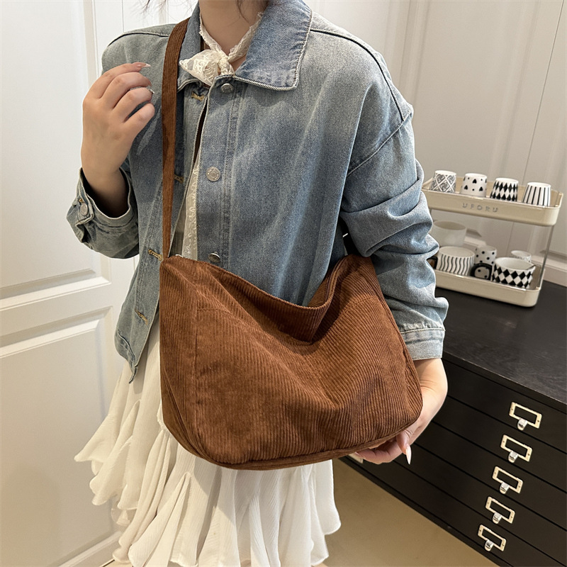 Cross-border spring new retro laid-back style large-capacity tote bag, simple and versatile single-shoulder bag, student Japanese-style backpack details Picture