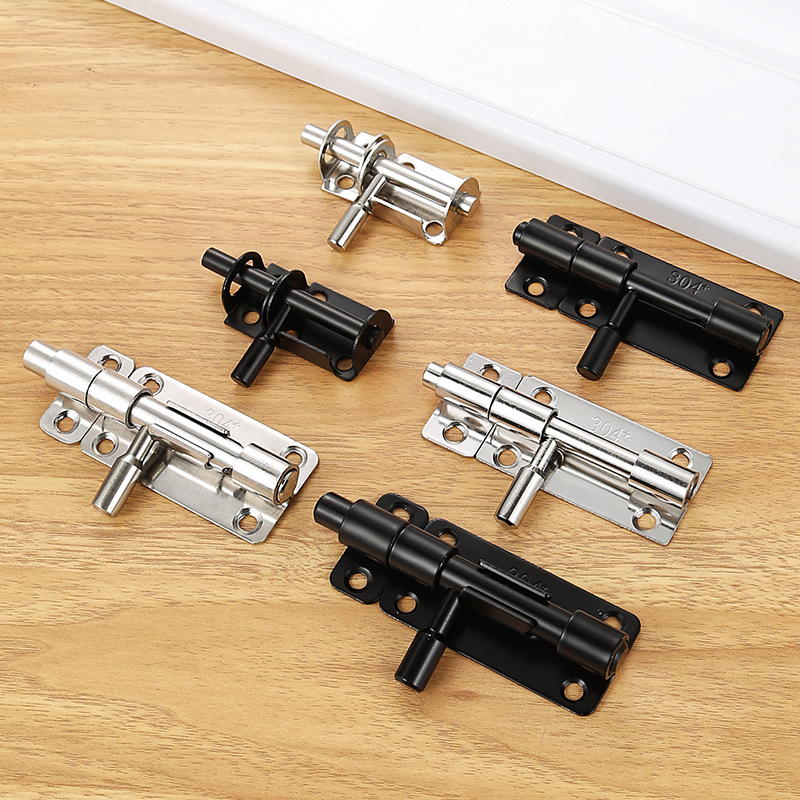 The door is a thickened 304 stainless steel latch with lock holes, a wooden door lock, a sliding door, and a stainless steel door bolt Specification drawing