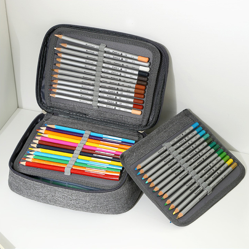 72-hole sketch pen storage bag, a best-selling student pen case on Amazon. Three-layer 24-hole and 48-hole pencil and stationery storage bag details Picture