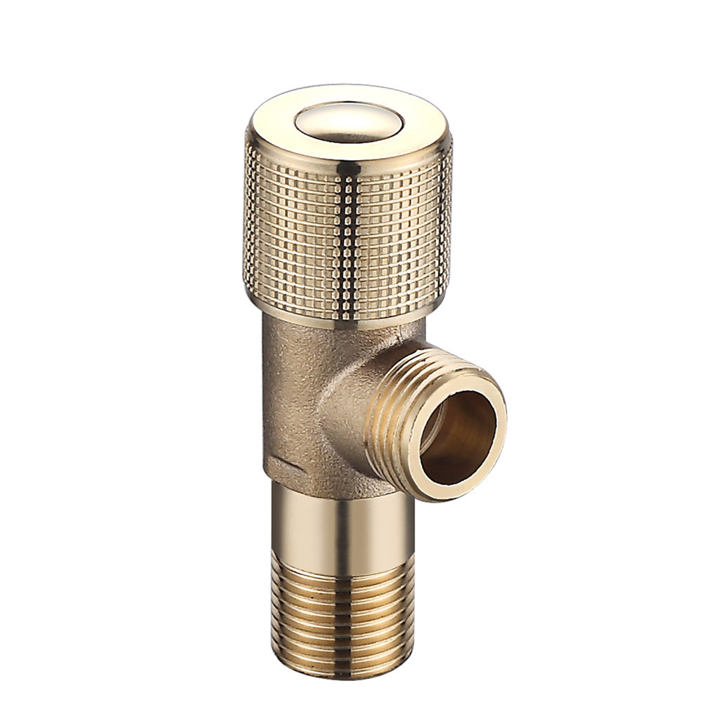 Source mother brass Angle valve, electroplated hot and cold water transfer Angle valve, thickened quick-opening three-way Angle valve for toilets, wholesale from the manufacturer Item Picture