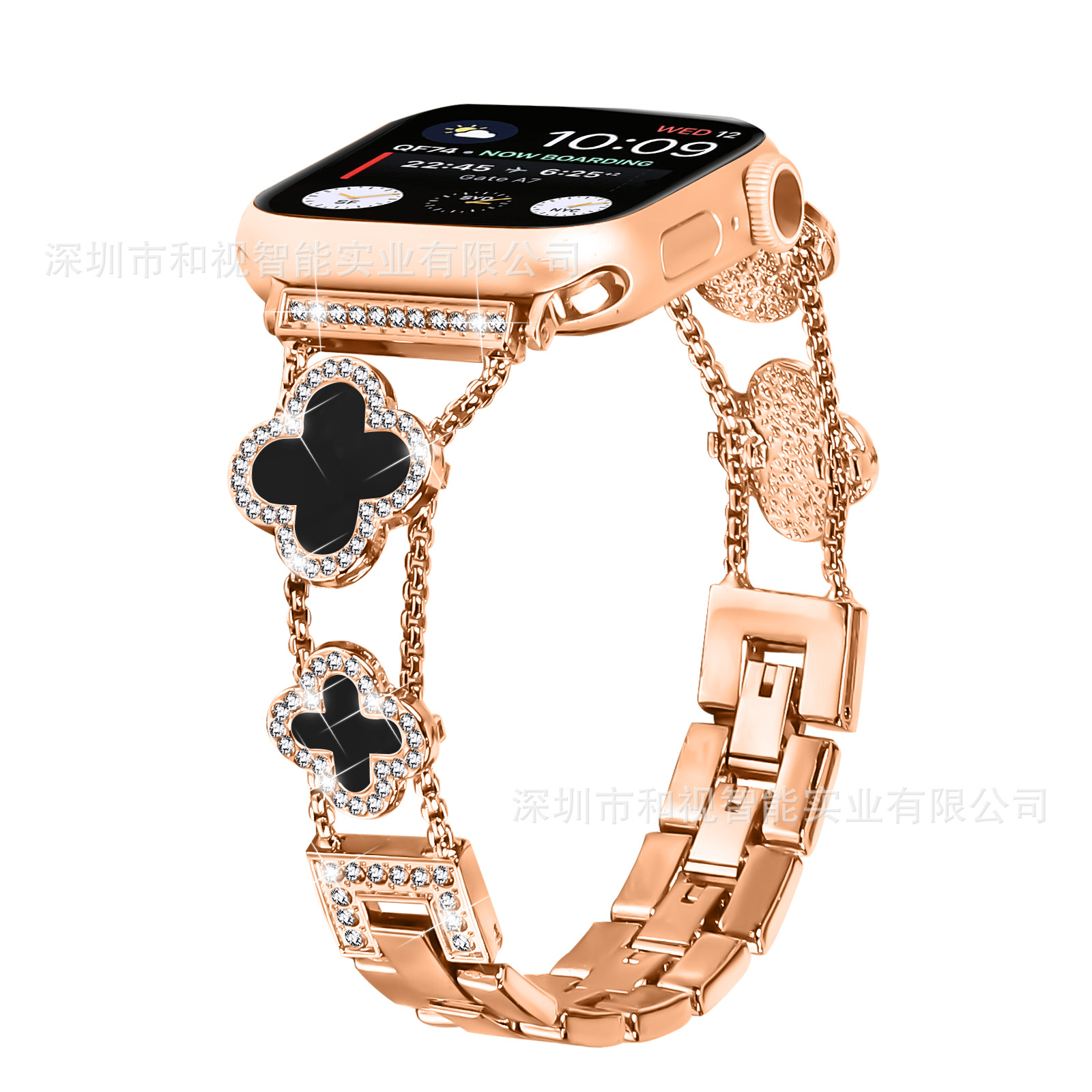 The new ins band with double four-leaf clover diamond-encruted metal alloy is compatible with Apple Watch 9/10/ultra Application Scenario