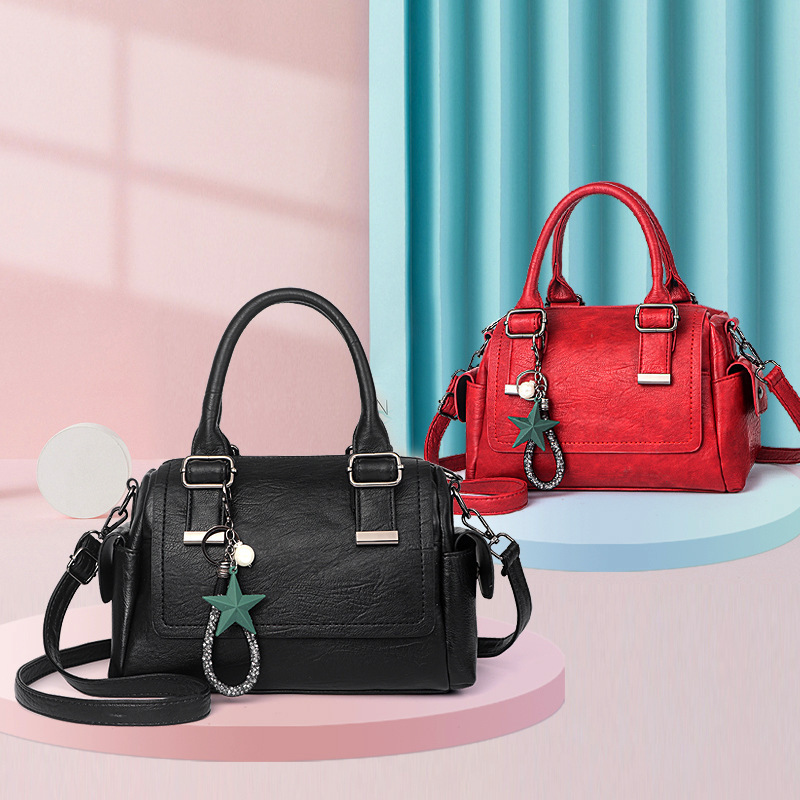 Soft leather bag for women 2025 new style fashionable handbag, large-capacity middle-aged women's bag, single-shoulder crossbody bag details Picture