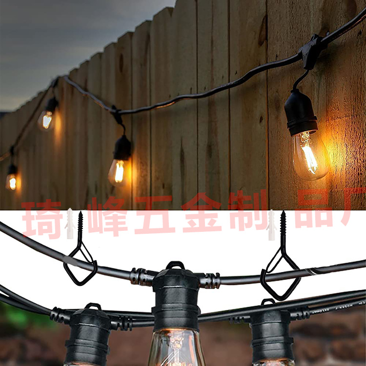 Triangular light string, diamond-shaped hook, Q-shaped hook, square safety hook, plant hanging hook, sheep eye spring buckle Specification drawing