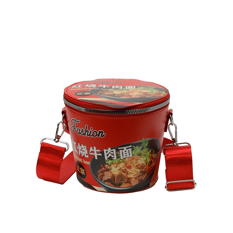 ins Fashion Braised Beef Noodle Women's Bag 2024 New Korean Style, Personalized and versatile Instant noodle bucket single-shoulder bag, crossbody bag Item Picture