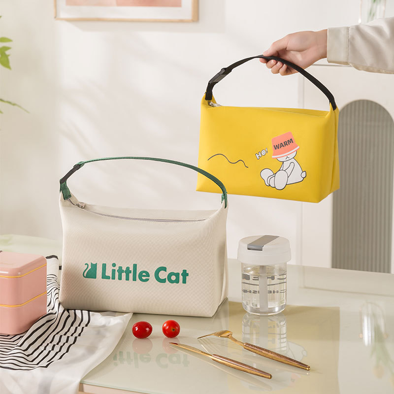 New U-shaped bento bags, office lunch box bags, outdoor picnic bags, cartoon hand-held insulated bags, student meal bags details Picture