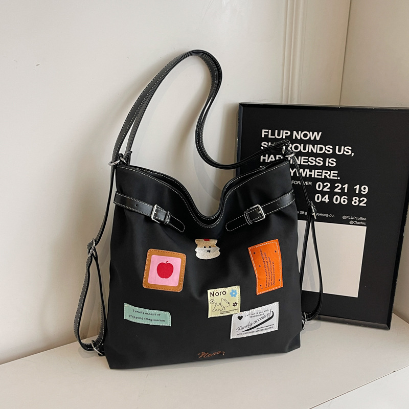 Retro bucket bag for women, 2025 new trendy and fashionable school-style tote bag, casual large-capacity backpack details Picture
