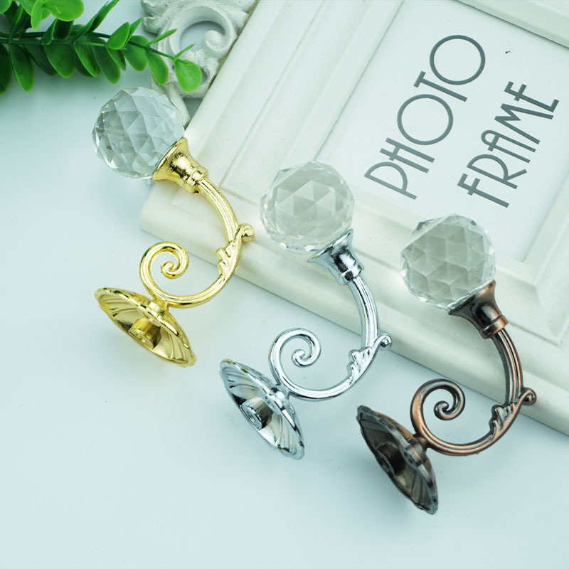 New European-style curtain hooks, curtain wall hooks, simple small crystal wall hooks, coat hooks, wall hooks, and curtain tie hooks details Picture