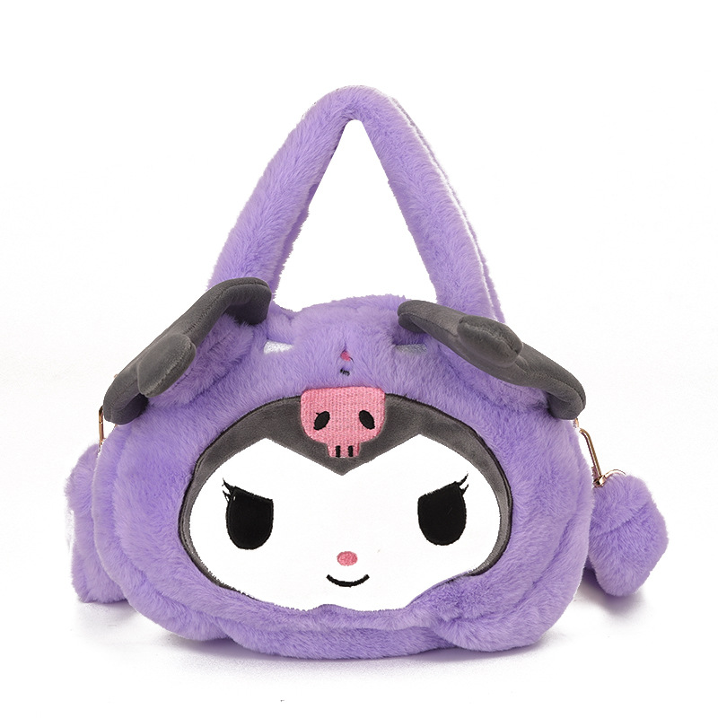 New Katon Sanrio Kuromi plush hand-held doll bag, creative claw machine doll, crossbody girl handbag Item Picture