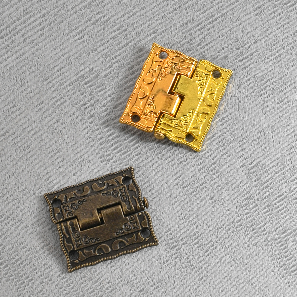 Jingmao New Chinese-style home decoration antique printed hinge wooden box Gift packaging zinc alloy hinge accessories Specification drawing