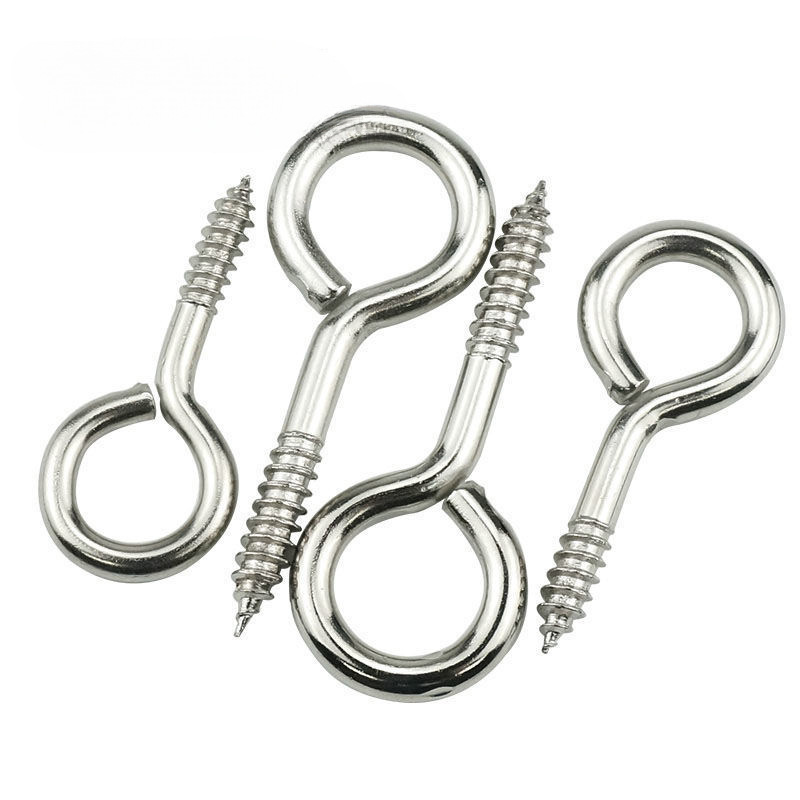 Nickel-plated sheep eye ring self-tapping screw hook lifting ring iron hook, sheep eye wood screw iron question mark sheep horn hook Specification drawing