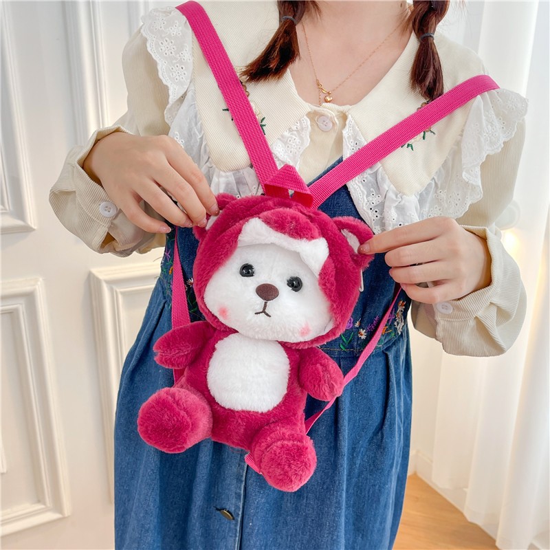 Cartoon Costume Lily Bear Backpack 2024 New Style Cute three-eyed plush Backpack Claw machine Doll Application Scenario