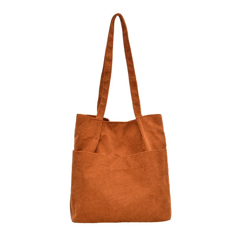 Korean-style large-capacity corduroy fabric 2025 trendy new artistic and casual solid color single-shoulder crossbody handbag for women Item Picture