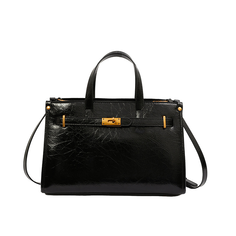 Large-capacity bag, retro and versatile for women, 2024 new casual crossbody bag, simple hand-held platinum Kelly bag for women Item Picture