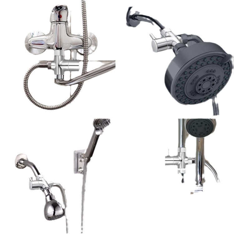 Showerhead water distributor, shower faucet three-way water distributor valve, shower head switch, one-to-two joint converter Item Picture