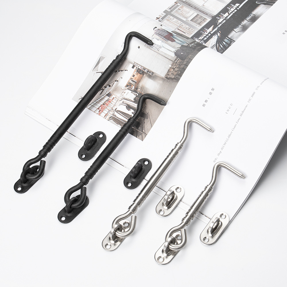 Factory direct sales of stainless steel thickened wind hooks, door and window hooks, old-fashioned window hooks, lock hooks, windproof hooks, and stainless steel window hooks details Picture