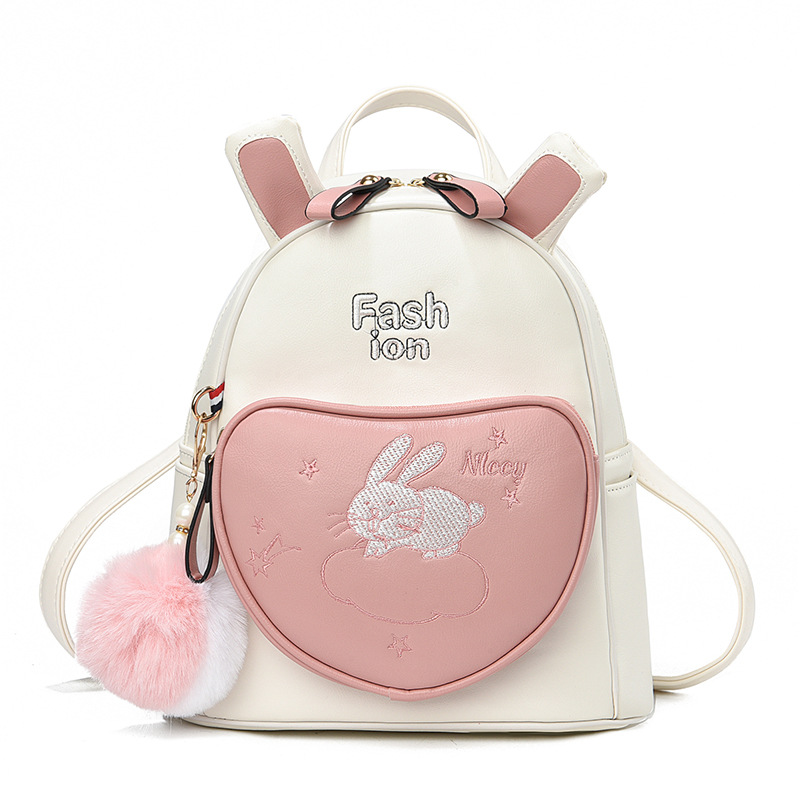Japanese-style Instagram soft girl, sweet lady, cute girl, student backpack, schoolbag, girl embroidered rabbit backpack Item Picture