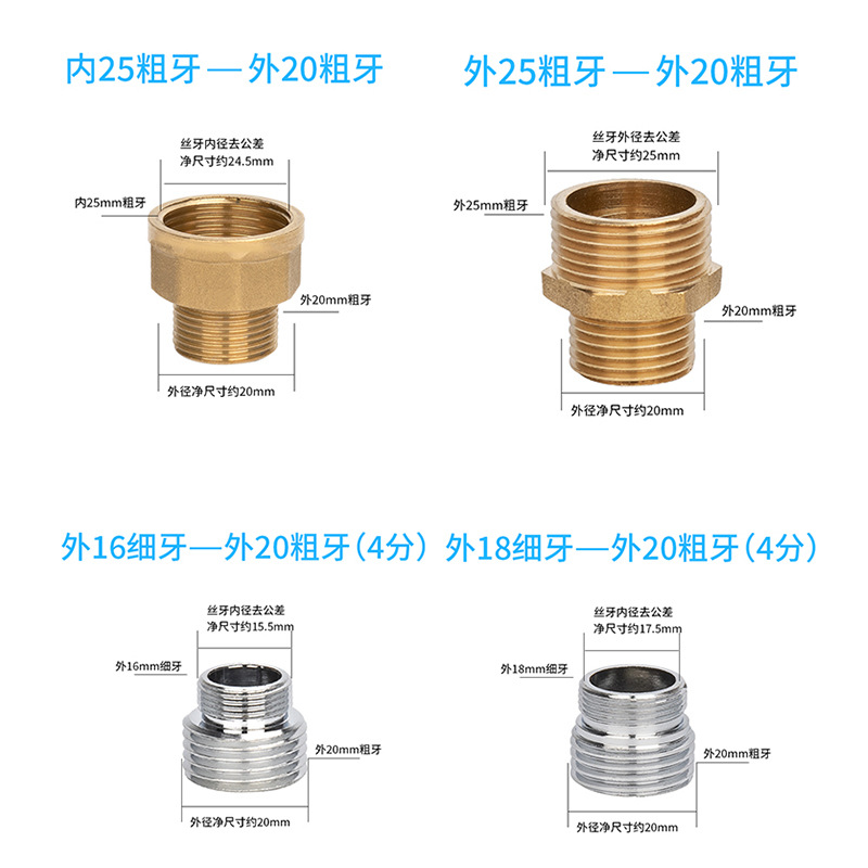 Car wash water gun faucet, multi-functional washbasin adapter, shower head pipe adapter, 4-point washing machine water inlet pipe details Picture