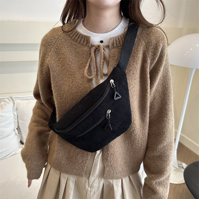 The new 2024 autumn/winter collection of corduroy cross-border large-capacity, lightweight and simple single-shoulder backpack with a casual and elegant crossbody style details Picture