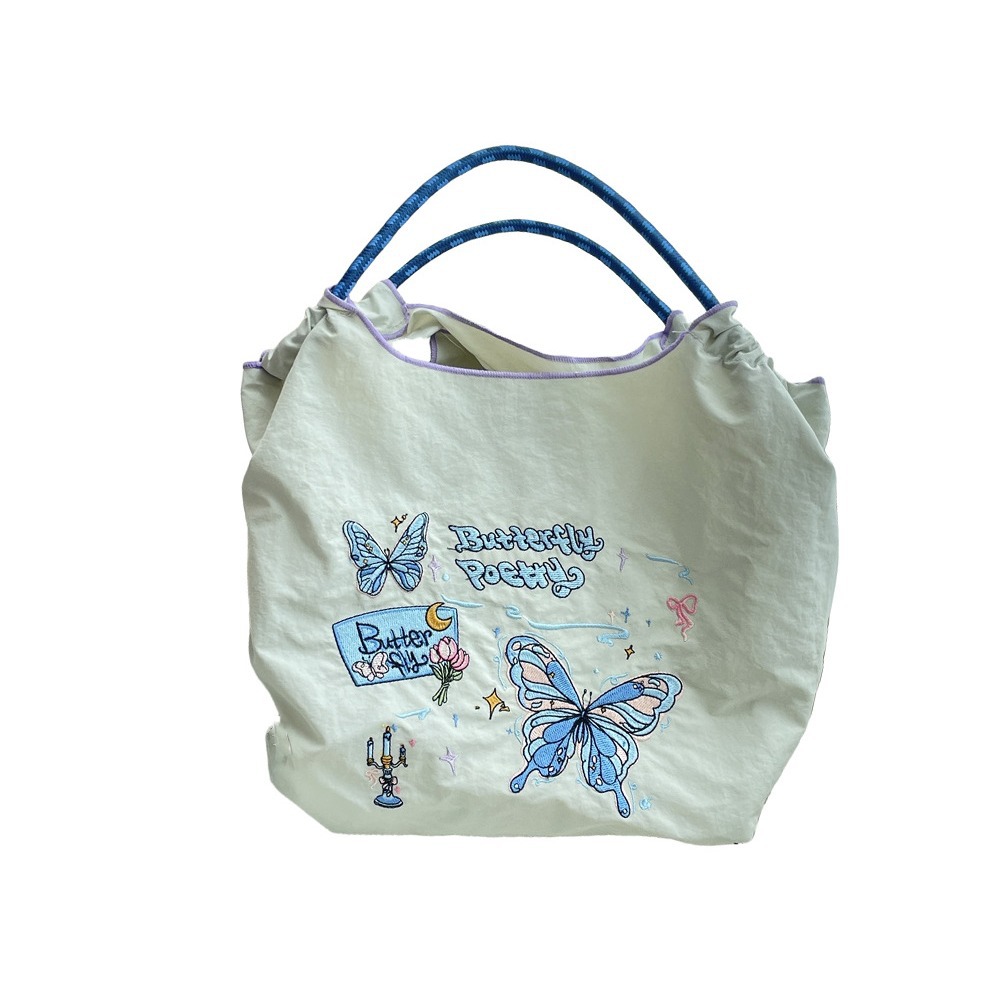 4683 ins Sweet Women's embroidered shopping bags, hand-held bags, Oxford cloth bags, handbags, student class handbags Item Picture
