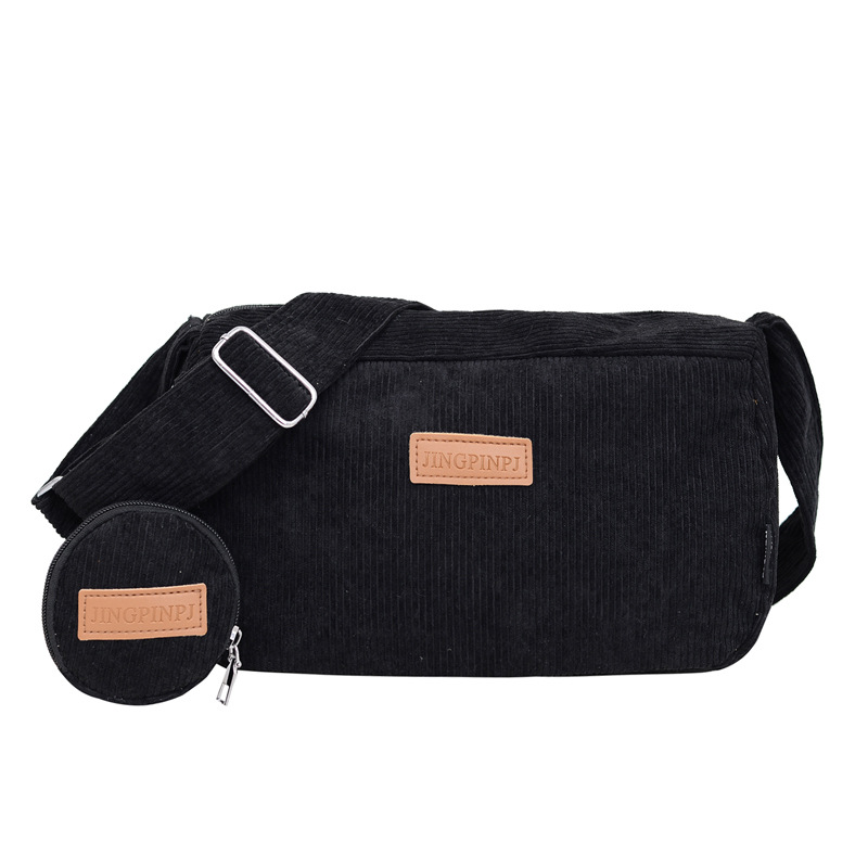 Cross-border corduroy pillow bag for women, new autumn/Winter 2024, casual and versatile wide shoulder strap, single-shoulder crossbody bag for college students Item Picture