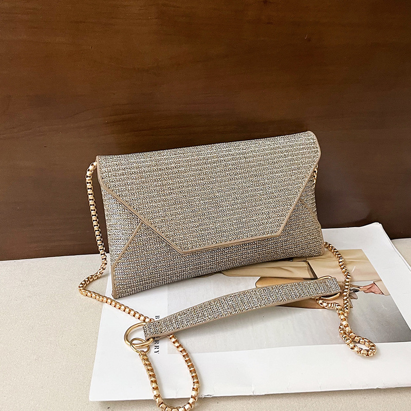 New cross-border full-diamond clutch bag, water diamond chain small square bag, single-shoulder diagonal cross envelope bag, cute mini dinner bag full figure