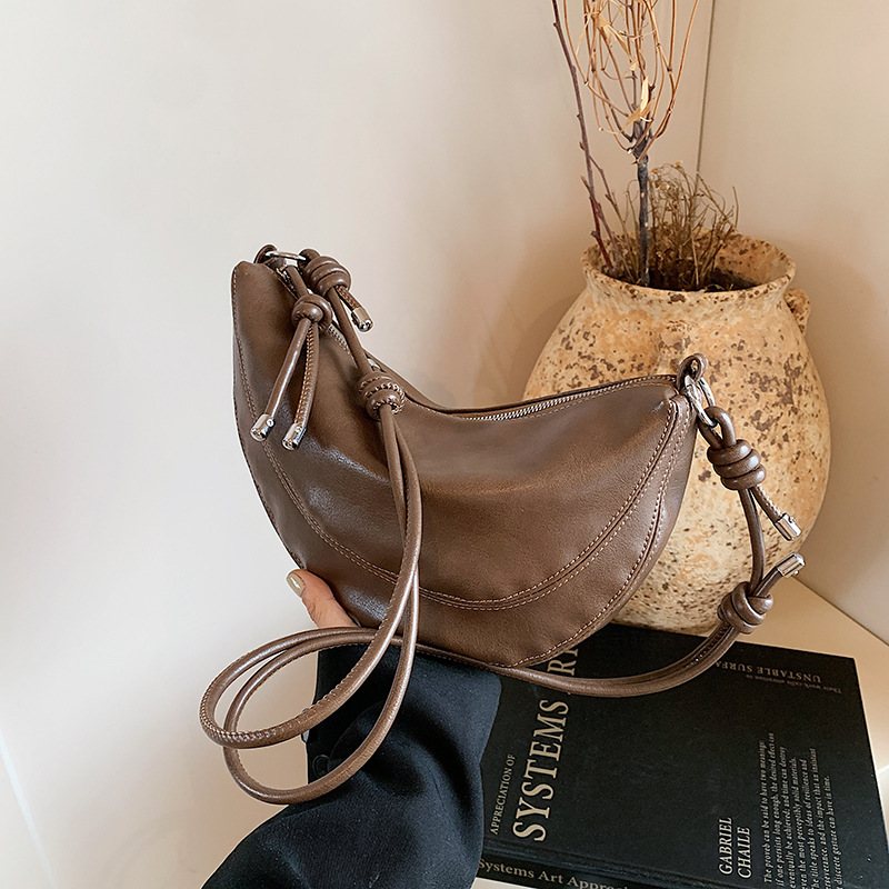 Retro design Maillard fashion trend versatile single-shoulder bag for women 2025 new style High-end crossbody dumpling bag Specification drawing