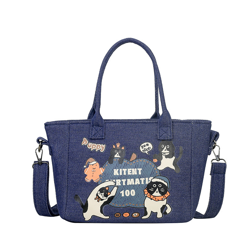 Casual large-capacity denim bag for women, 2025 new style commuting versatile crossbody bag, fashionable handbag tote bag Item Picture