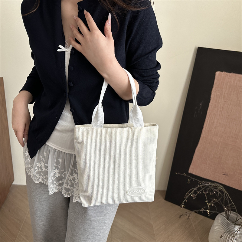 Women's corduroy 2025 new bucket bag, Korean style fashionable hand-held shoulder bag, simple and versatile crossbody bag details Picture