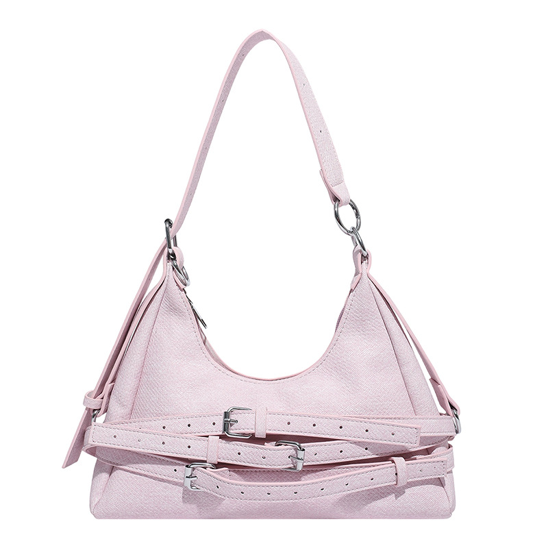 Cross-border high-end commuter bag, fashionable dumpling bag, 2025 new hot girl style motorcycle armpit bag, versatile single-shoulder bag Item Picture