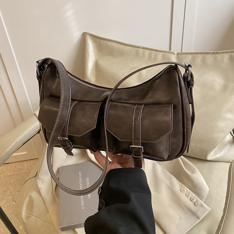 Underarm multi-pocket bag for women, 2025 new Korean style Instagram trendy and fashionable single-shoulder bag, a niche and high-end small square bag Specification drawing