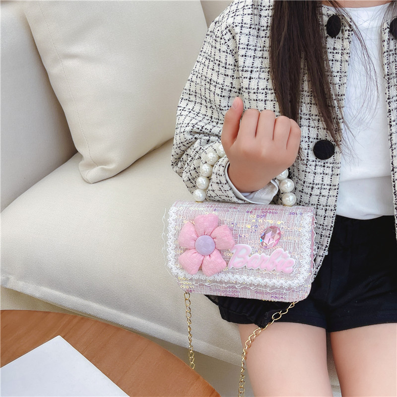 Children's small square bag, cartoon cute flower crossbody bag, girls' loose change handbag, fashionable princess style single-shoulder bag Specification drawing