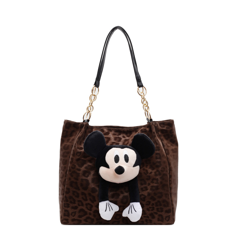 2025 New large-capacity leopard print handbag, tote bag, handcrafted doll, single-shoulder crossbody bag, laid-back and casual large bag Item Picture