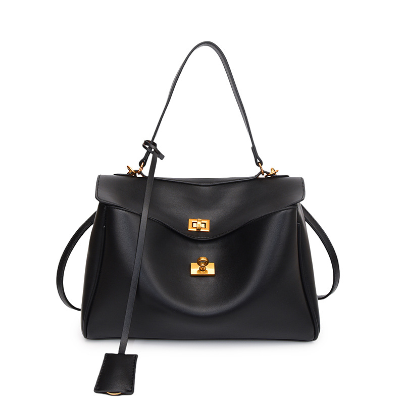 High-end hand-held platinum bag, European and American retro commuting casual single-shoulder crossbody bag, versatile large-capacity tote bag Item Picture
