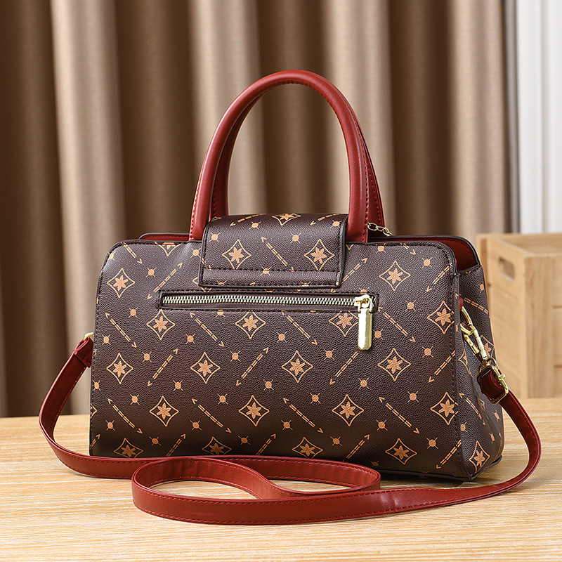 Printed women's bag 2024 New style, fashionable middle-aged mom bag, large capacity handbag, single-shoulder crossbody Specification drawing
