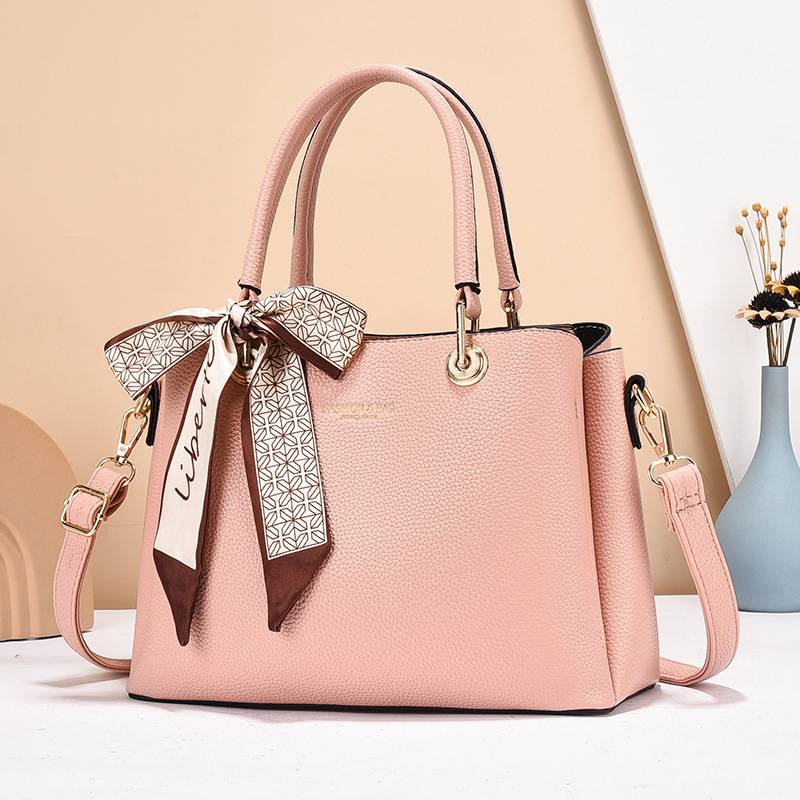 Mom's handbag, middle-aged women's bag, 2024 new style fashionable soft leather women's bag, large capacity silk scarf, single-shoulder crossbody bag Specification drawing