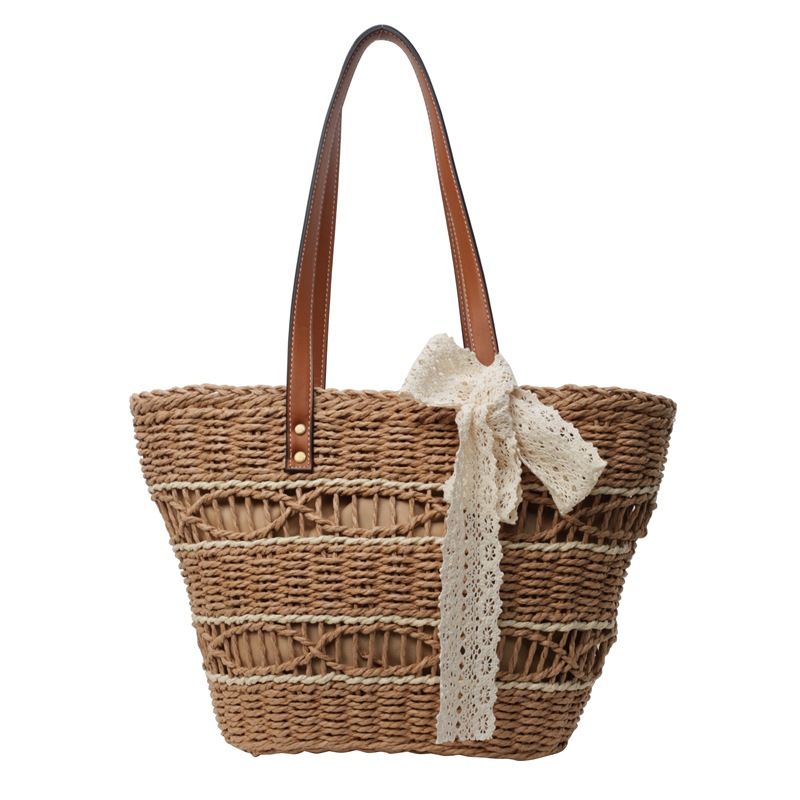 Large-capacity straw woven bag for women, 2025 new summer fashion basket bag, beach woven single-shoulder tote bag Item Picture