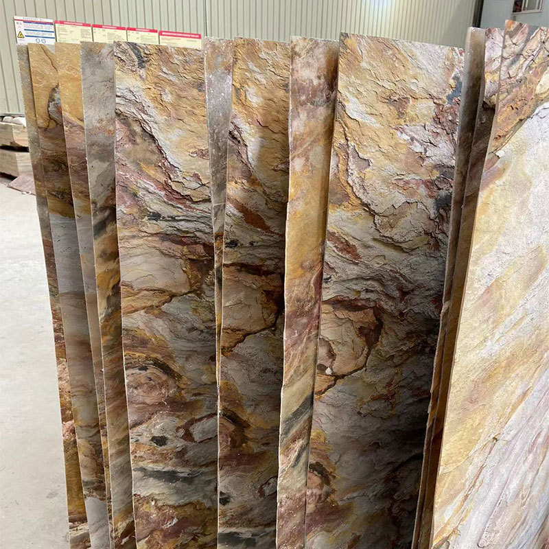 The background wall of the storefront is made of ultra-thin and flexible stone in the autumn style. The hotel bar counter is made of natural marble and can be bent for DIY decoration details Picture