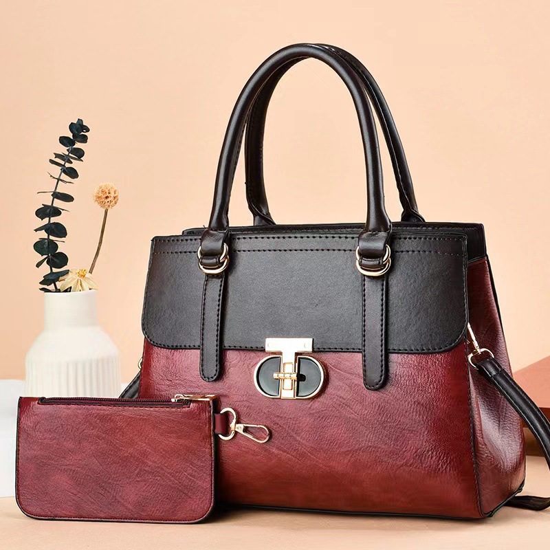 Two-piece set 2023 new style fashionable, simple, elegant and retro tote women's bag, Korean style trendy single-shoulder crossbody bag and handbag full figure