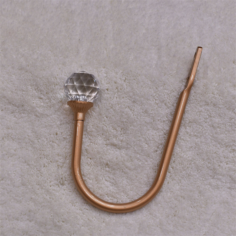 【 Yonghao Hardware 】 Wholesale of aluminum alloy simple small curved hooks, crystal curtain hooks and curtain hanging balls in stock Specification drawing
