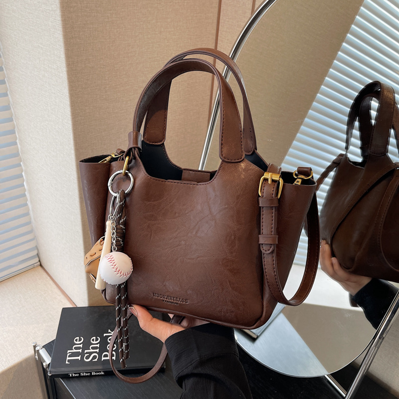 Retro hand-held vegetable basket bag for women, 2024 new trendy Korean bucket bag, multi-functional casual single-shoulder crossbody bag Specification drawing