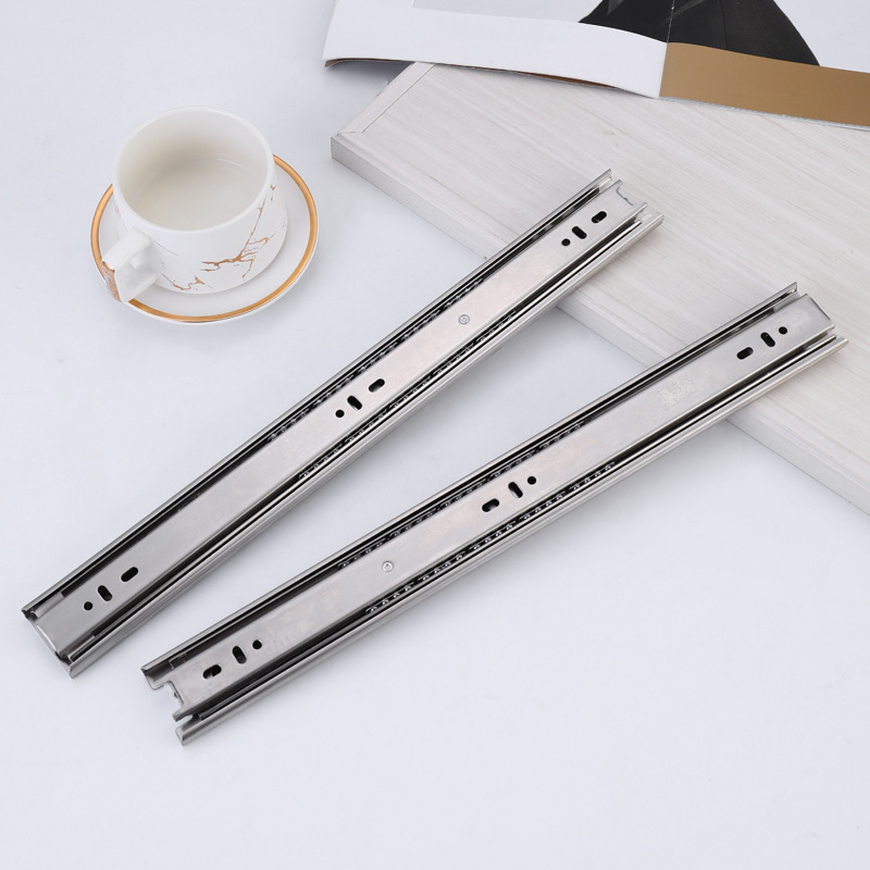 4510 cold-rolled steel slide rail drawer, three-section solid steel ball pull guide rail, silent three-fold slide rail track Specification drawing