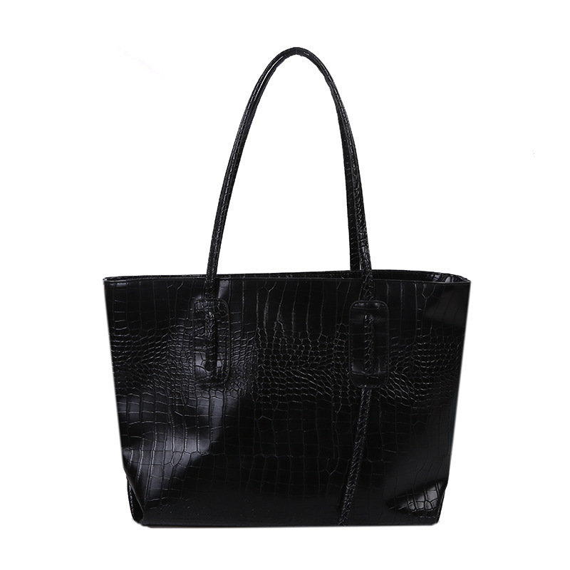 Simple and large-capacity bag for women, 2020 new style, trendy and fashionable, crocodile pattern, versatile, single-shoulder, popular on social media, with a particularly large handle Item Picture