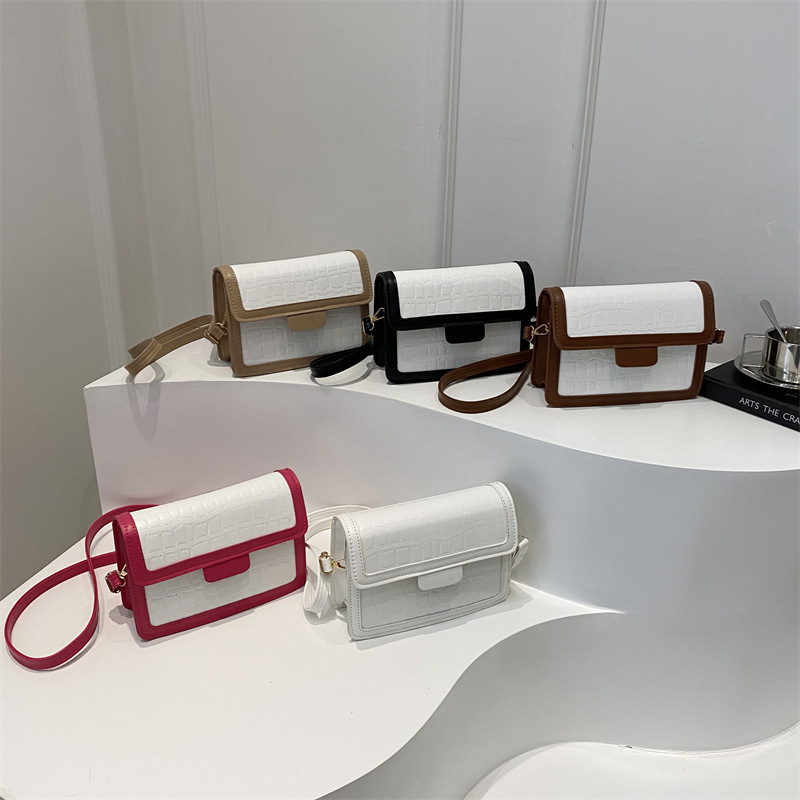 Cross-border color-blocking patchwork bag, women's stone pattern single-shoulder crossbody bag, new 2024 autumn commuter crossbody bag Application Scenario