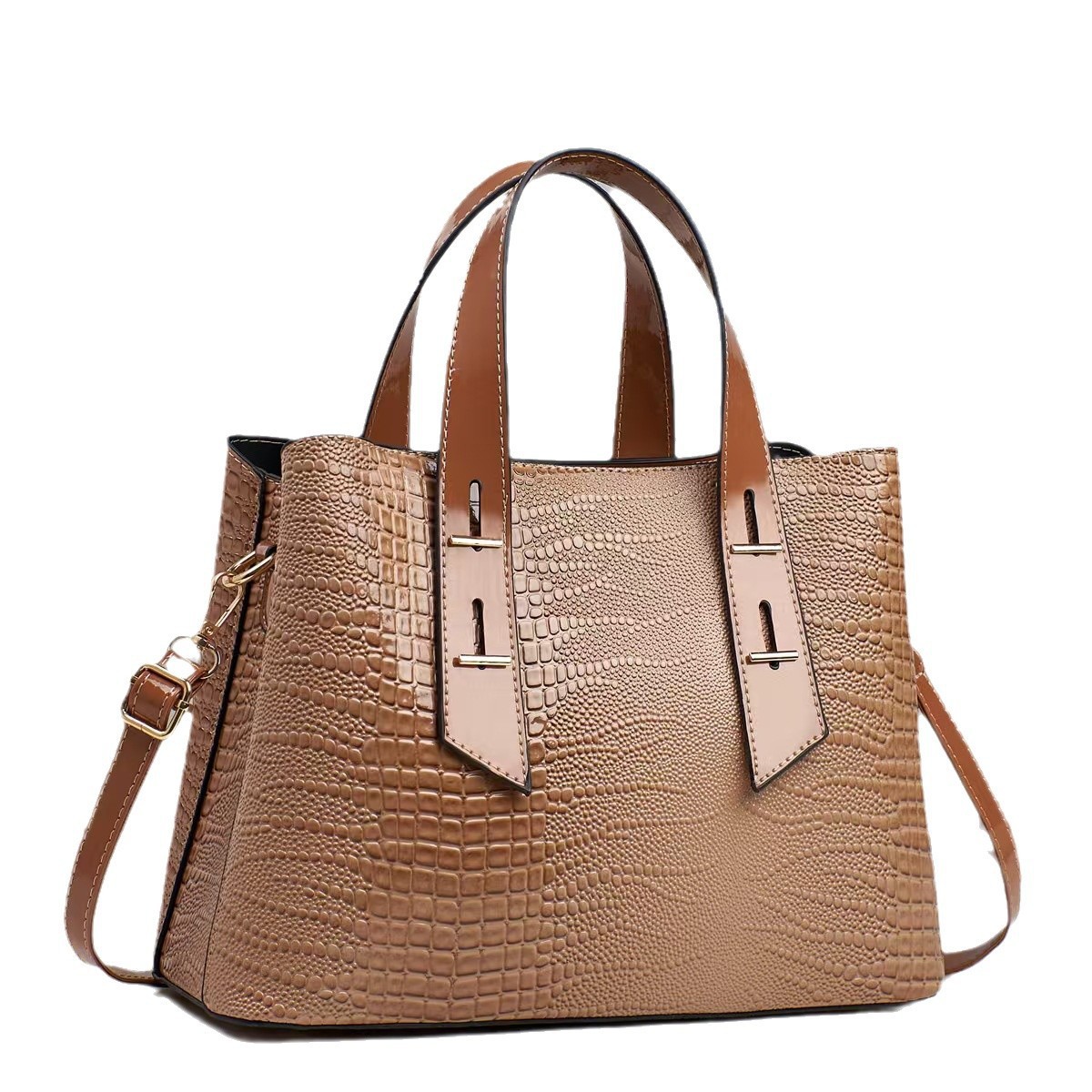 Crocodile-patterned large-capacity foreign trade bags for women, new fashionable women's bags, popular embossed women's single-shoulder bags and handbags Item Picture