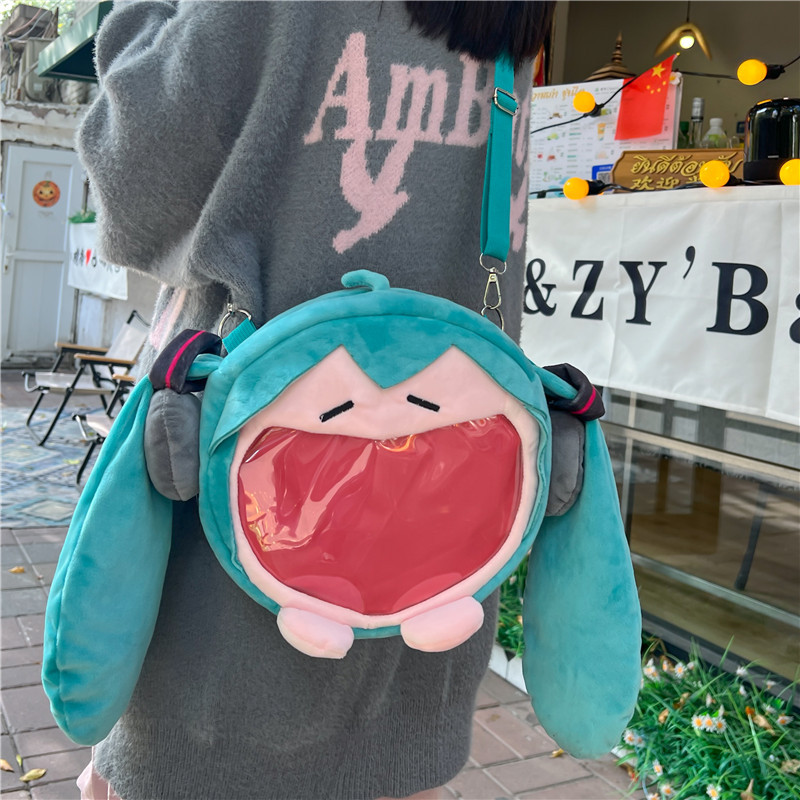 New Hatsune Miku mike cute girl crossbody transparent bag doll backpack single-shoulder bag manufacturer wholesale full figure