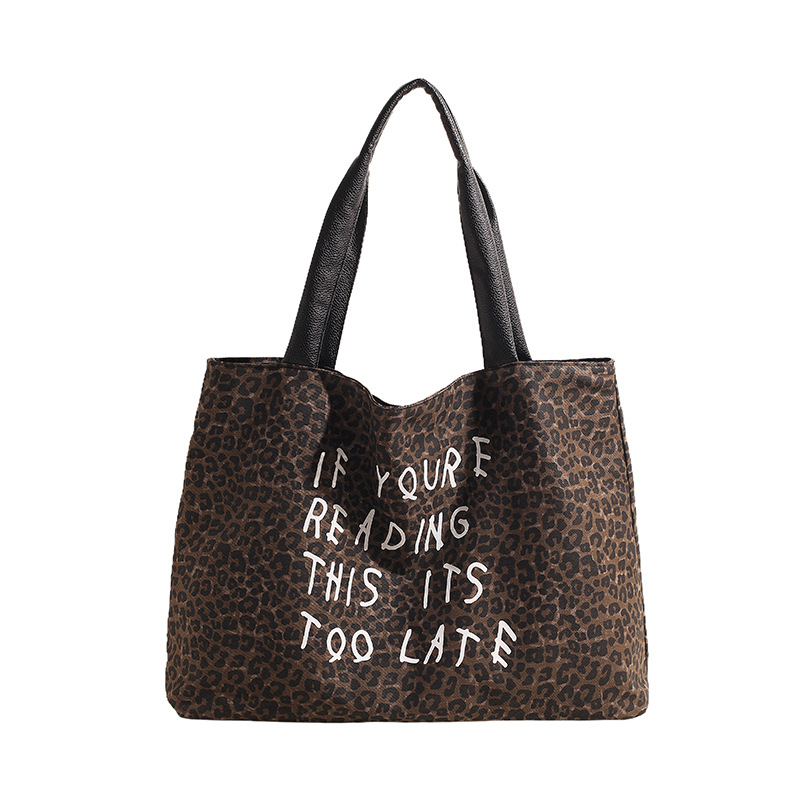 Sweet and cool leopard print large bag for women 2024 new large-capacity fashionable single-shoulder tote bag for commuting, school and shopping Item Picture