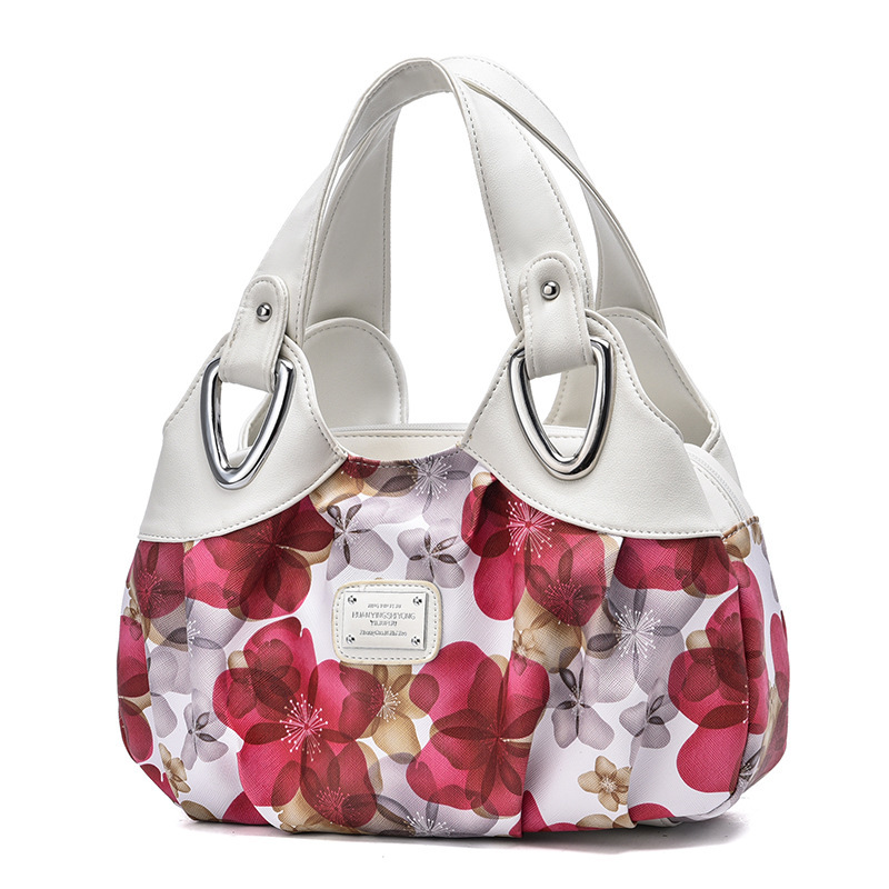 New 2024 printed women's bag, simple soft leather handbag, large capacity, trendy for middle-aged moms Item Picture