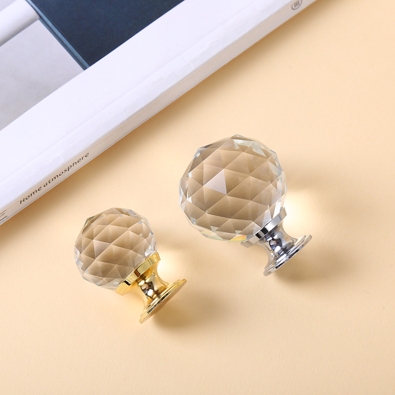 Zinc alloy k9 crystal multi-faceted ball handle, single-hole furniture cabinet door handle, transparent crystal handle manufacturer wholesale Specification drawing