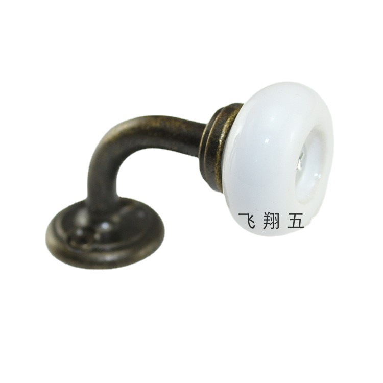 Bronze zinc alloy coat hook + ceramic handle, three-dimensional wall decoration, double-hook coat and hat hook behind the door Item Picture
