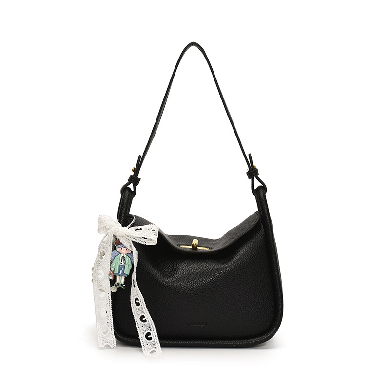 Niche design toast bag for women, 2025 new Korean lychee pattern handbag, commuting single-shoulder crossbody pillow bag Item Picture